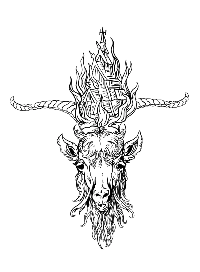 Drawing: ornamentaler Widderkopf