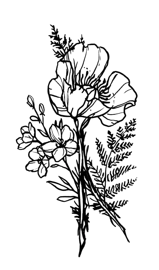 Drawing: Blumenstrauss in Fine Line