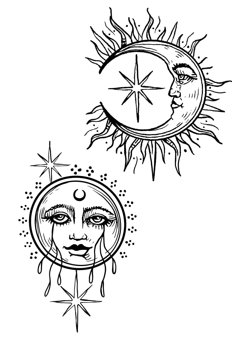 Drawing: Sonne und Mond